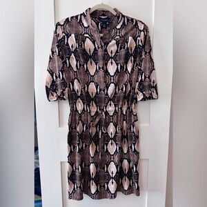 White House Black Market Brown and Black Snake Print Dress
